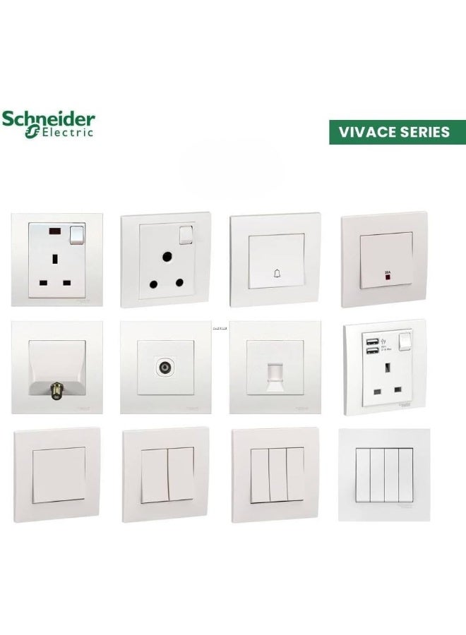 Schneider Electric KB31BPB Vivace White - Retractive Door Bell switch - with bell symbol- 10A White - Image 3