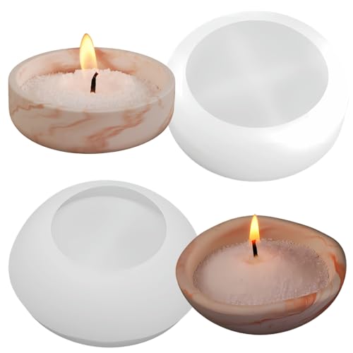 XMOX 2 Pack Mini Bowl Mold, Round Tray Silicone Molds for Plaster Cast Concrete Cement, Short Cup Resin Molds, Jewelry Container Plates Candle Holder Berry Dish for Home Decor DIY Craft - Image 1