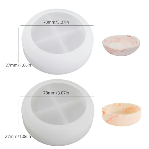 XMOX 2 Pack Mini Bowl Mold, Round Tray Silicone Molds for Plaster Cast Concrete Cement, Short Cup Resin Molds, Jewelry Container Plates Candle Holder Berry Dish for Home Decor DIY Craft - Image 2