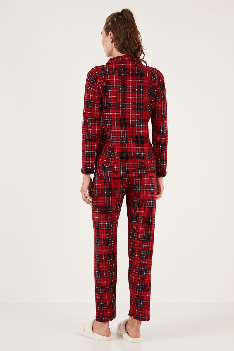 Lela Patterned Elastic Waist Shirt Collar Woven Pajama Set Women's Pajama Set 6095660W4  - Image 5