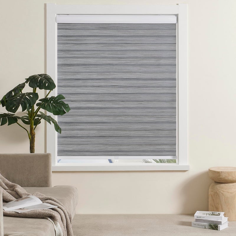 JIANGPIN TEXTILE Cordless Zebra Blinds for Indoor Windows Free-Stop Zebra Shades Dual Layer Light Filtering Sheer Shades Roller Window Blinds for Home (22" W X 72" H, Grey) - Image 2