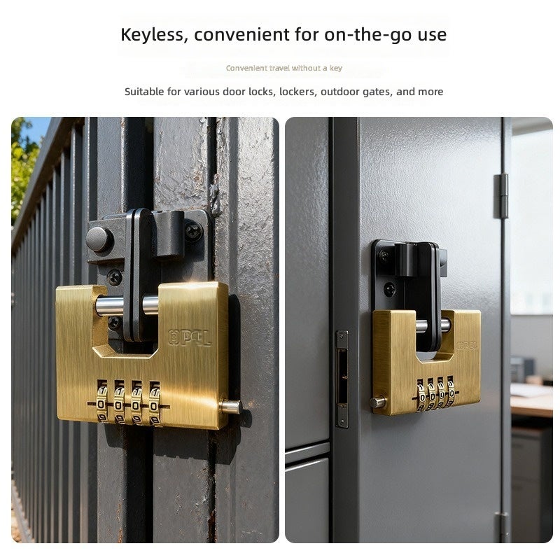 OPEL Brass Rectangular Combination Padlock for Warehouse Doors - Anti-Theft, Anti-Pry Security Lock - Image 4