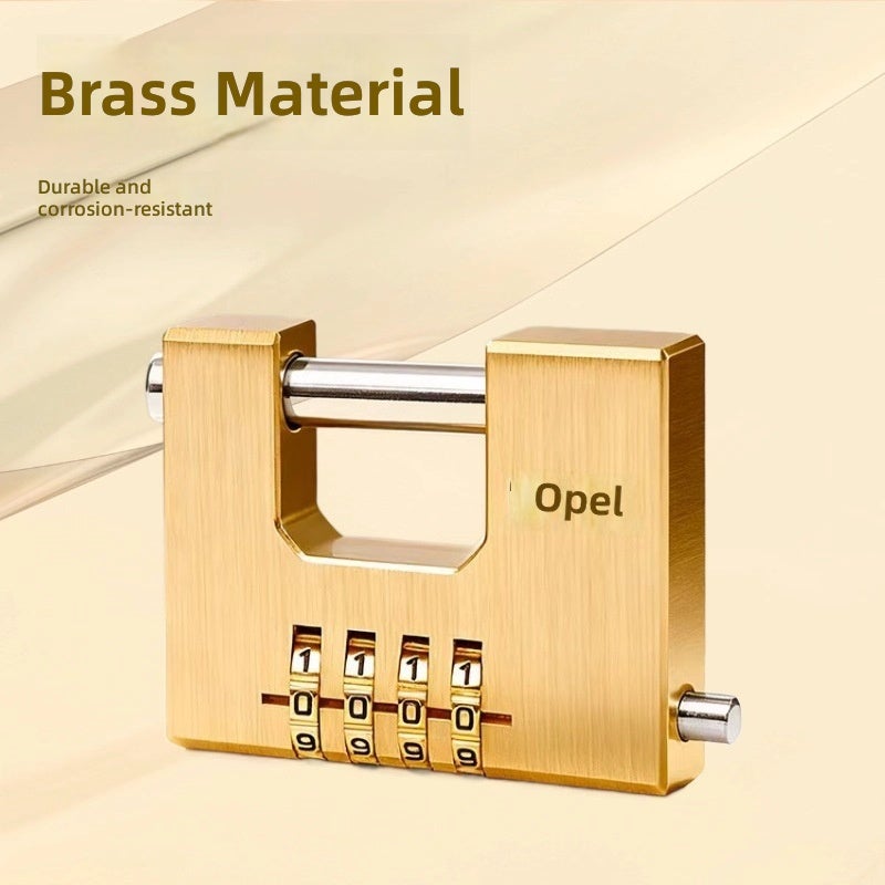 OPEL Brass Rectangular Combination Padlock for Warehouse Doors - Anti-Theft, Anti-Pry Security Lock - Image 2