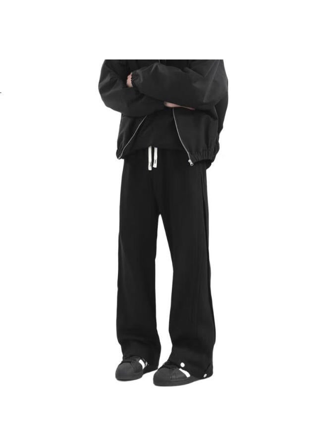 Homlean American Style Streetwear Casual Pants Men'S Spring Heavy Loose Straight Wide Leg Wide Leg Trousers Jc03 Black 2Xl - Image 3