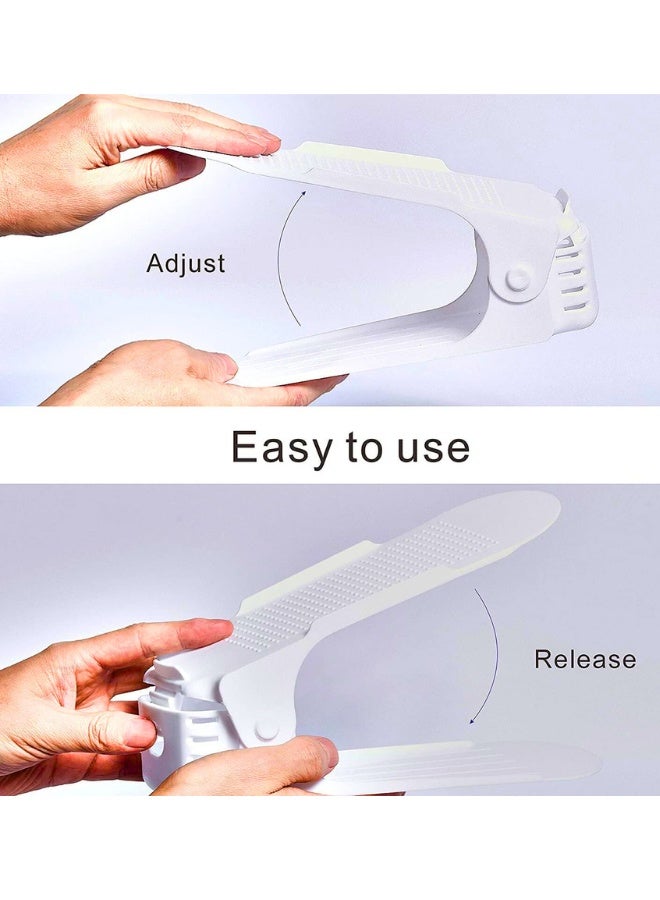 تشيس اب مجموعة من 9 قطع منظم أحذية قابل للتعديل، رف عرض مزدوج الطبقات، حامل تخزين أحذية موفر للمساحة لتنظيم الخزانة (رمادي أبيض) - Image 2