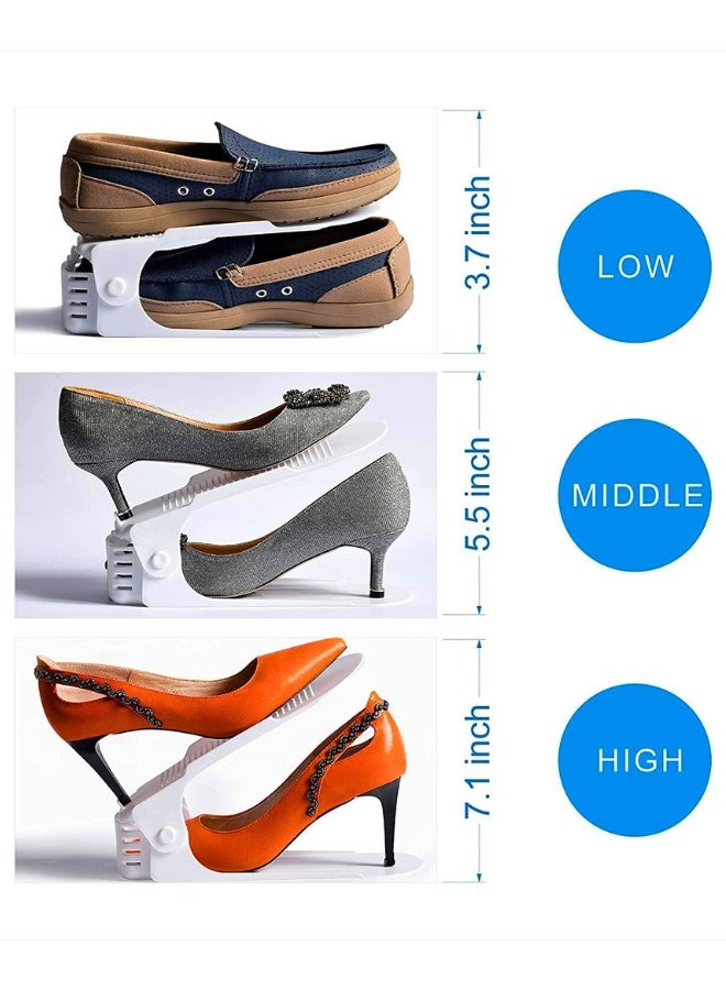 تشيس اب مجموعة من 9 قطع منظم أحذية قابل للتعديل، رف عرض مزدوج الطبقات، حامل تخزين أحذية موفر للمساحة لتنظيم الخزانة (رمادي أبيض) - Image 4