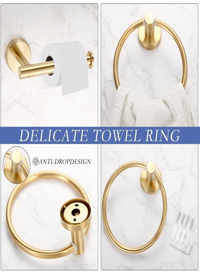 Funrous 10 Pcs Matte Bathroom Hardware Set SUS304 Bathroom Hanger Set 16 Inch Hand Towel Bar Towel Holder Toilet Paper Holder Angled Hook 2 Robe Towel Hooks Wall Mounted Accessory(Gold) - Image 3
