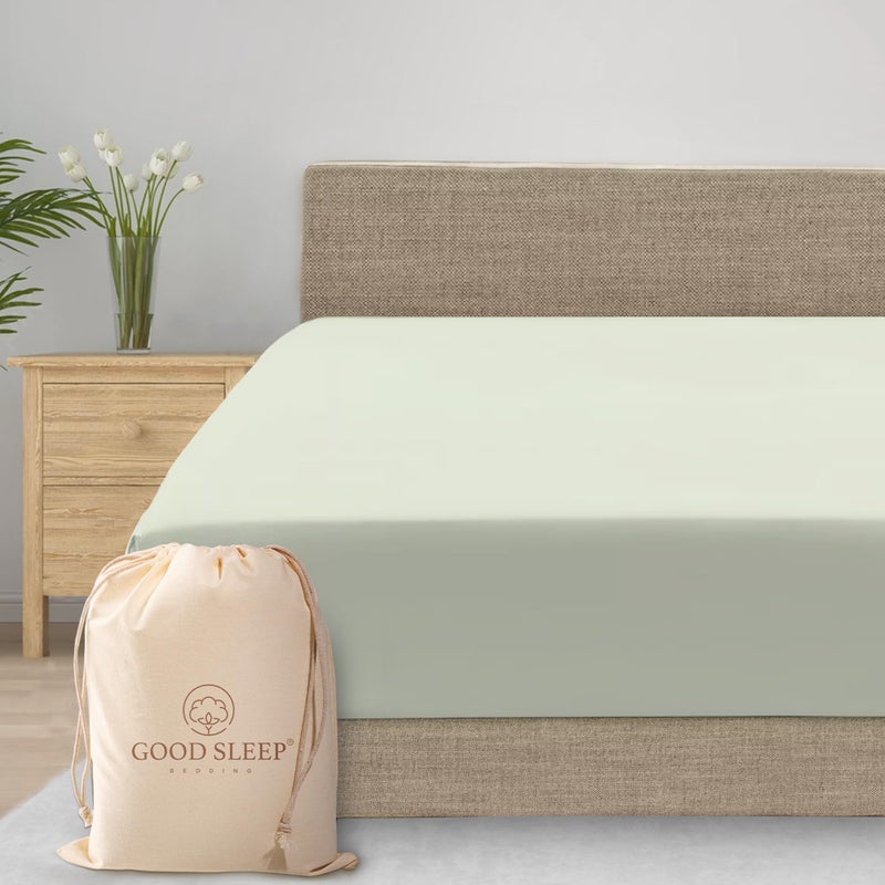 Good Sleep Bedding Queen Fitted Sheet Only - 100% Egyptian Cotton, 1000 TC Fitted Sheet Queen with 16" Deep Pockets, Soft & Breathable, Hotel Style Luxury Fitted Bed Sheets - Sage Green Fitted Sheets - Image 1
