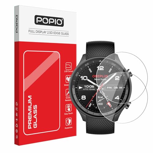 POPIO Military-Grade Gorilla Tempered Glass for OnePlus Watch 2R Smartwatch (Transparent) Edge to Edge Full Screen Coverage, Pack of 2 - Image 1