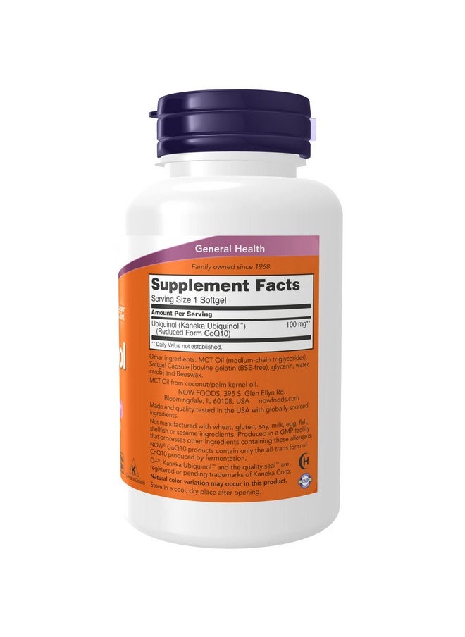 now Supplements Ubiquinol 100 Mg High Bioavailability The Active Form Of Coq10 120 Softgels  - Image 2