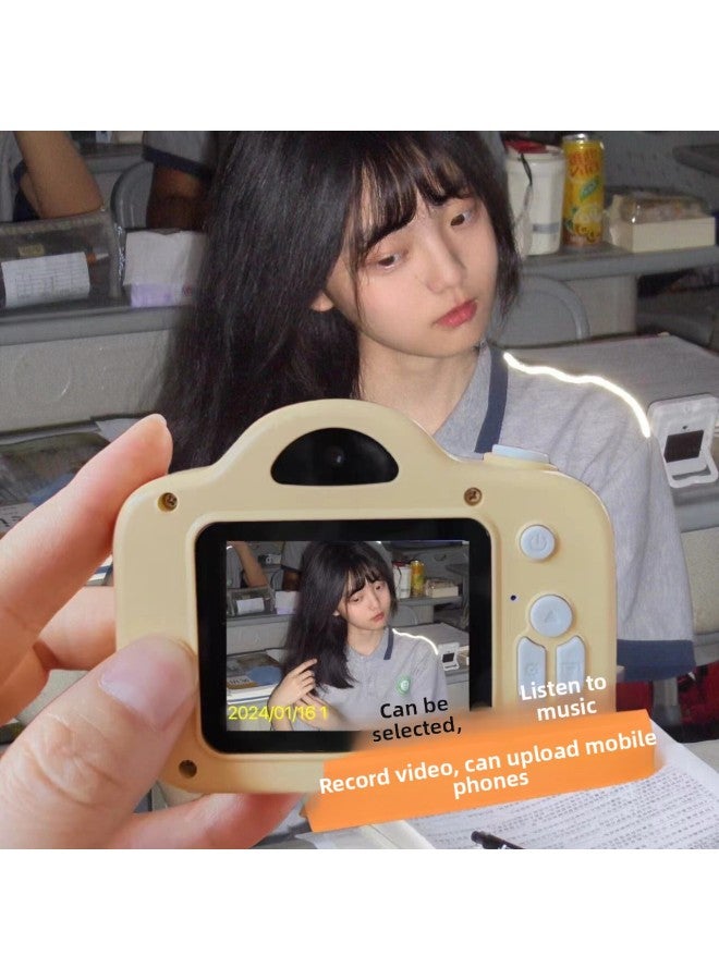 Generic High-definition Dual-camera Student Digital Camera Campus Can Take Photos Can Be Uploaded Mobile Phone Upload Gift Recording Camera-Body Color:High-definition Double-camera Yellow [self-timer Music Filter Video]_bare Metal [cannot Guide Mobile Phone]]  - Image 1