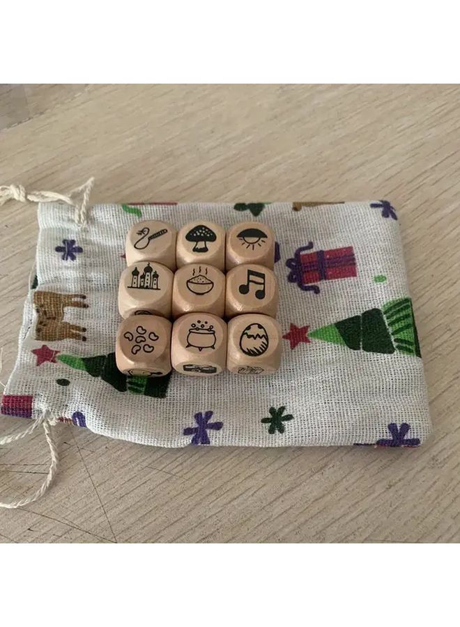 مجموعة نرد خشبية للمغامرة 9 قطع، لعبة سرد القصص هدايا لعيد الميلاد وهالوين - Image 1