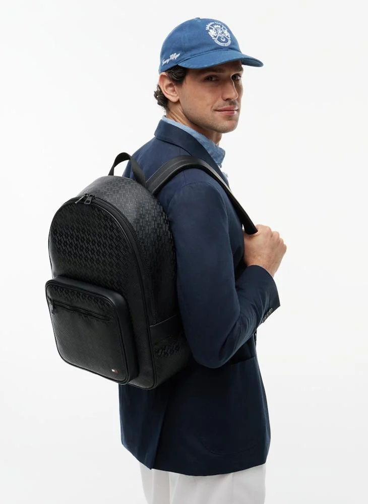 TOMMY HILFIGER Black Embossed Flag Backpack for Men | Best Price UAE