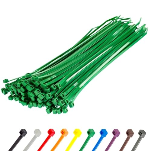 GTSE 12 Inch Green Zip Ties, 100 Pack, 50lb Strength, UV Resistant Long Nylon Cable Ties, Self-Locking 12" Tie Wraps - Image 1
