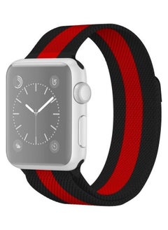Milanese Loop Magnetic Stainless Steel Watchband for Apple Watch Series 7/6/SE/5/4/3/2/1 38/40/41mm Black/Red