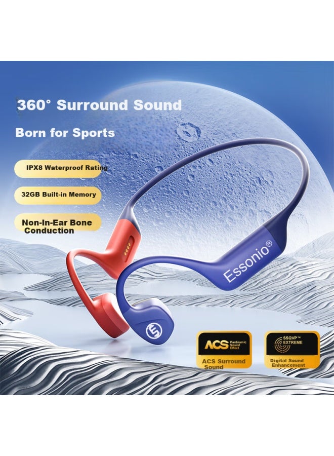 Essonio Italian Brand Ess-911 Dual-spelling Limited Edition Bone Conduction Bluetooth Earphones Non-in-ear Hanging Ear Open Running Sports Fitness Waterproof Hifi Long Battery Life - Image 1