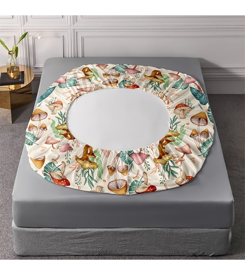 Light Yellow Mushroom Print Fitted Sheet Set With Pillowcases 3 Piece - Image 4