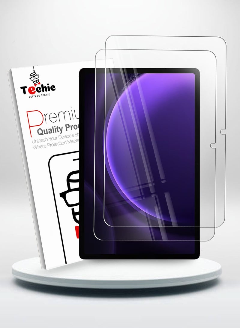 Techie عبوتان من واقي الشاشة الزجاجي عالي الدقة لجهاز Samsung Galaxy Tab S9 / S9 FE 2023 مقاس 10.9 بوصة - مضاد للانعكاس ومضاد للفقاعات وصلابة 9H 0.33 مم وحواف مستديرة وسهولة التركيب - Image 1