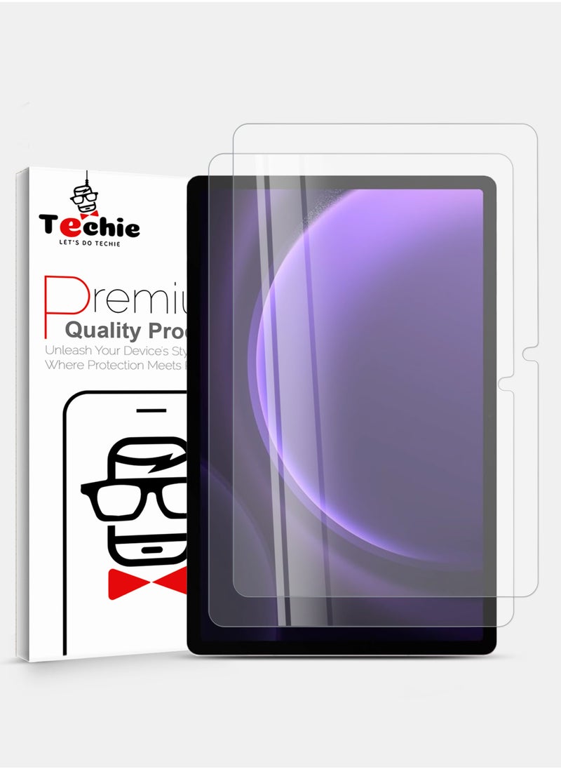 Techie 2 Pack HD Tempered Glass Screen Protector for Samsung Galaxy Tab S9 / S9 FE 2023 10.9 Inch - Anti Reflection Anti Bubbles 9H Hardness 0.33 mm Rounded Edges Easy Installation  - Image 1