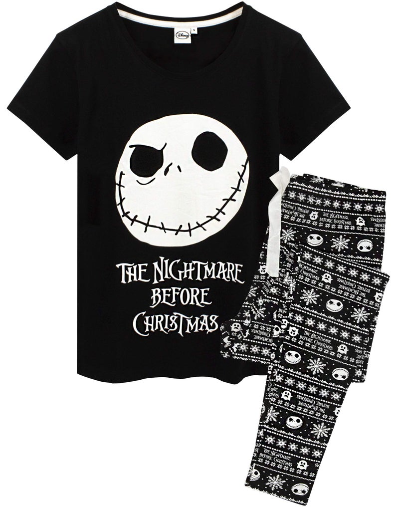 Disney Nightmare Before Christmas Pajamas Womens Skellington PJ Top Trousers Medium Black - Image 2