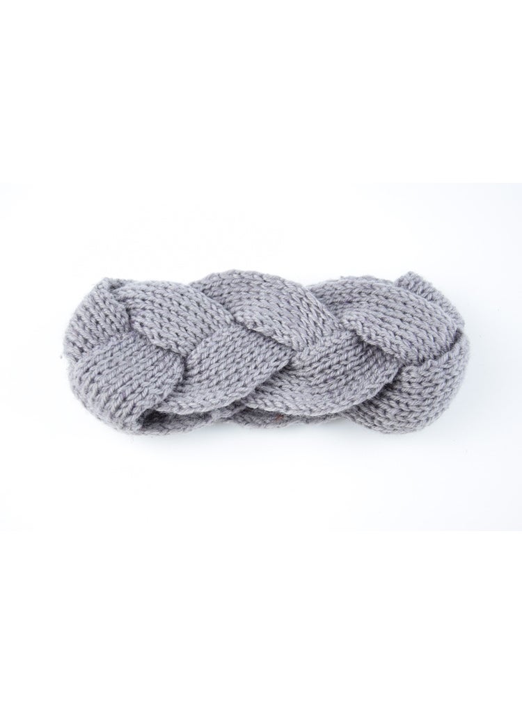 Generic European and American Knitted Twist Braid Wool Hair Belt Ear Protectors Hand-woven Headband Korean Style Autumn and Winter Warm Hair Accessories NO.4 medium gray