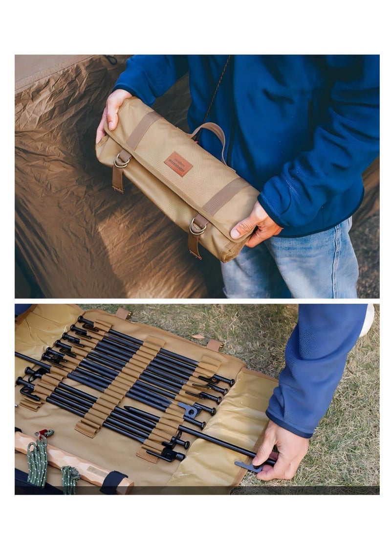 SYOSI Tent Pile Storage Bag Max 14.96"/38cm In Length Color Khaki, Suitable for Camping Hammer Set - Image 2