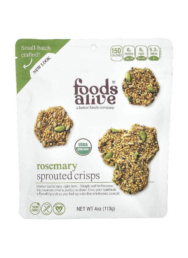 Foods Alive Foods Alive, Sprouted Crisps, Rosemary, 4 oz (113 g)  - Image 1