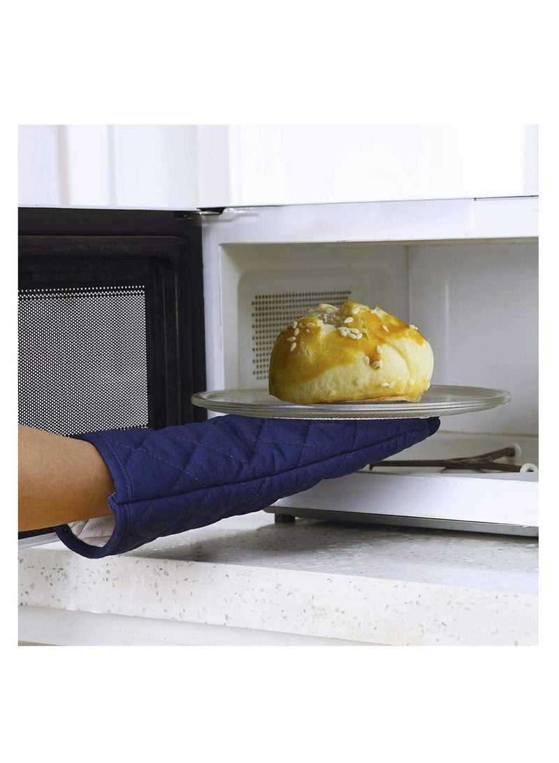 SOLARAE Oven Mitts Professional Heat Kitchen Resistance Oven Soft Cotton Gloves for Grilling Cooking Microwave BBQ Baking 2-Pack - Image 2