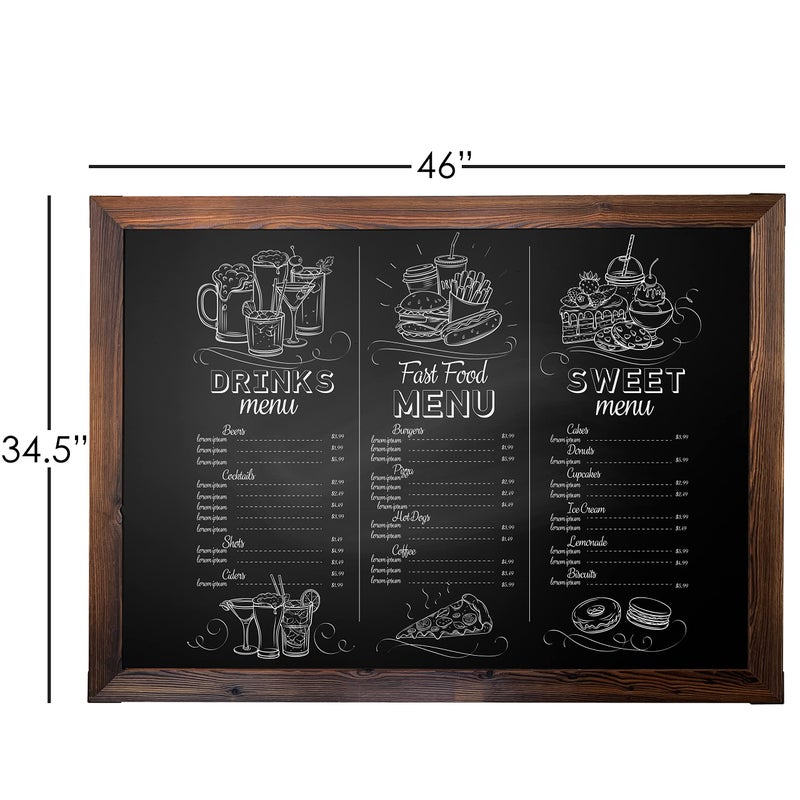 Loddie Doddie Magnetic Chalkboard - 46 in x 34.5 in, Rustic Wood Frame - Menu Board for Kitchen & Magnet Display - Mounting Hardware & Hanging Chalkboard - Meal Planning Chalk Calendar Board for Wall - Image 3