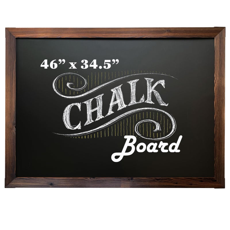 Loddie Doddie Magnetic Chalkboard - 46 in x 34.5 in, Rustic Wood Frame - Menu Board for Kitchen & Magnet Display - Mounting Hardware & Hanging Chalkboard - Meal Planning Chalk Calendar Board for Wall - Image 1