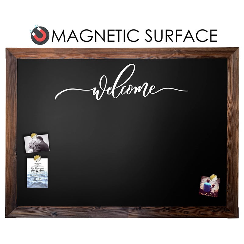 Loddie Doddie Magnetic Chalkboard - 46 in x 34.5 in, Rustic Wood Frame - Menu Board for Kitchen & Magnet Display - Mounting Hardware & Hanging Chalkboard - Meal Planning Chalk Calendar Board for Wall - Image 2