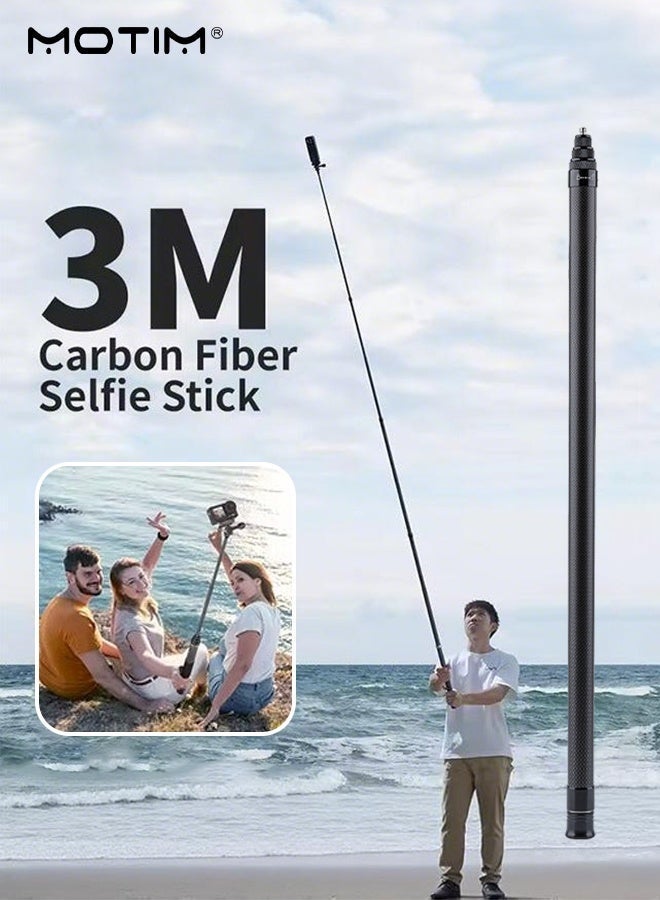 موتيم عصا سيلفي غير مرئية من 3M لكاميرا DJI Osmo Action/Insta360 X3/X4/X5، حامل تصوير يدوي طويل من ألياف الكربون - Image 1