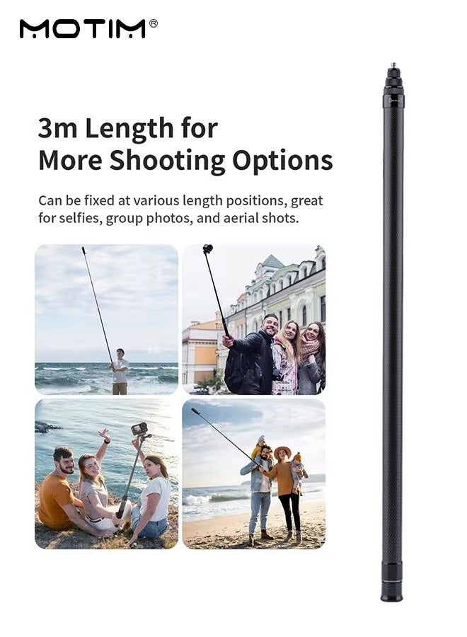 موتيم عصا سيلفي غير مرئية من 3M لكاميرا DJI Osmo Action/Insta360 X3/X4/X5، حامل تصوير يدوي طويل من ألياف الكربون - Image 2
