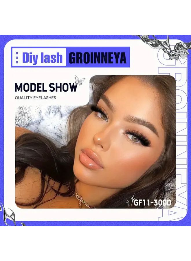GF04 Fluffy Faux Mink Cluster Eyelashes Kit 8-16mm Mix Lengths Reusable Easy Application - Image 3