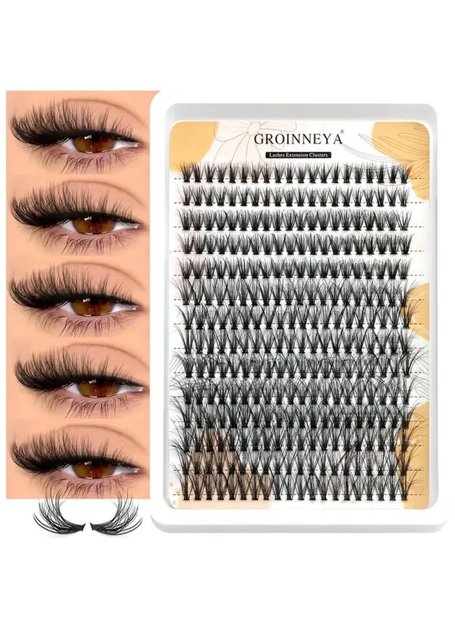 GF04 Fluffy Faux Mink Cluster Eyelashes Kit 8-16mm Mix Lengths Reusable Easy Application - Image 1