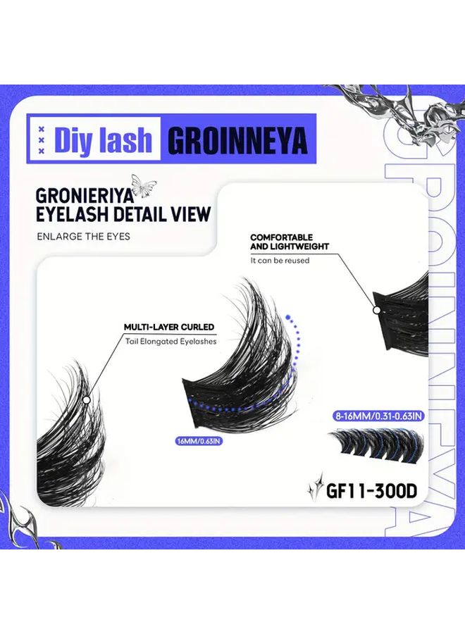 GF04 Fluffy Faux Mink Cluster Eyelashes Kit 8-16mm Mix Lengths Reusable Easy Application - Image 5