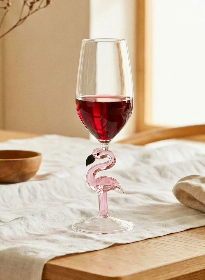 1 تشيس كأس نبيذ من زجاج البوروسيليكات مع ساق على شكل فلامنجو، سعة 330 مل، مزخرف، مناسب للنبيذ الأحمر والأبيض، للحفلات، كهدية (قطعة واحدة)