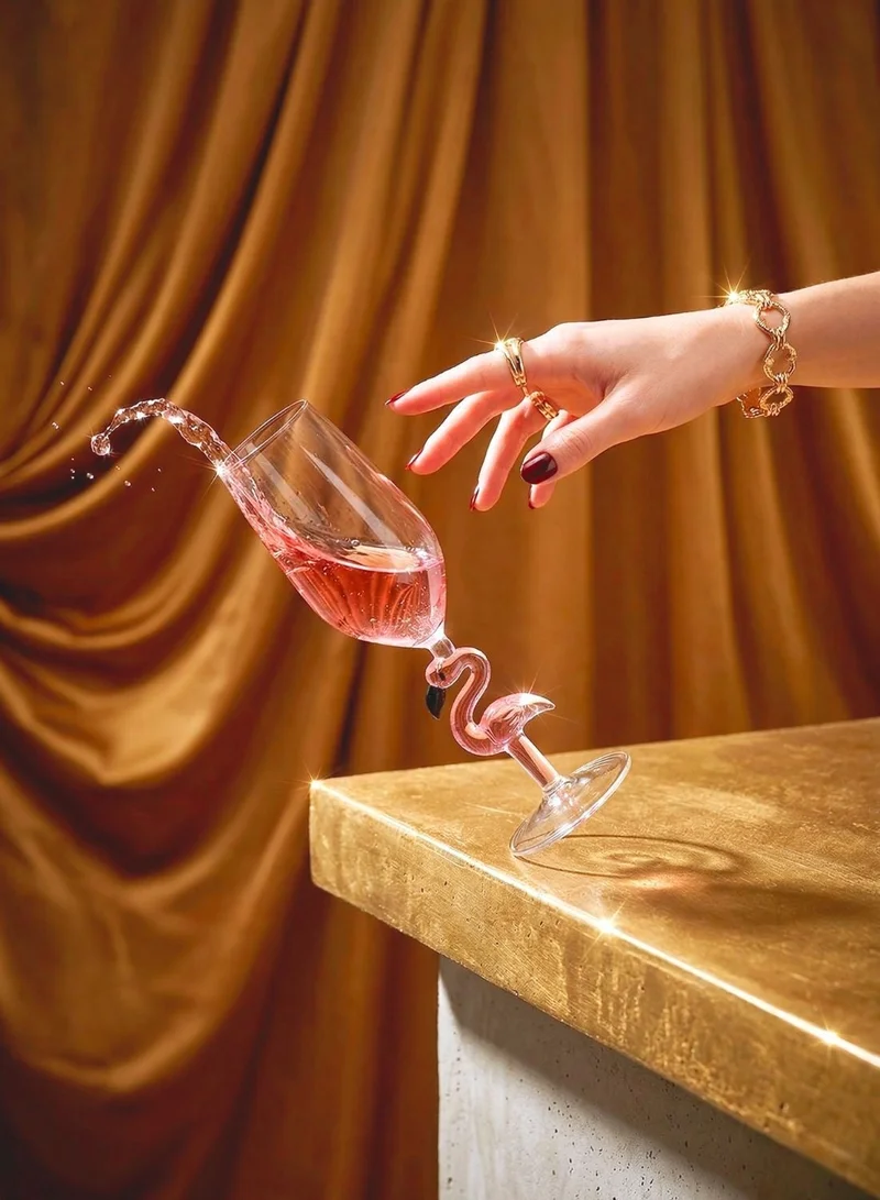 1 تشيس كأس نبيذ من زجاج البوروسيليكات مع ساق على شكل فلامنجو، سعة 330 مل، مزخرف، مناسب للنبيذ الأحمر والأبيض، للحفلات، كهدية (قطعة واحدة)