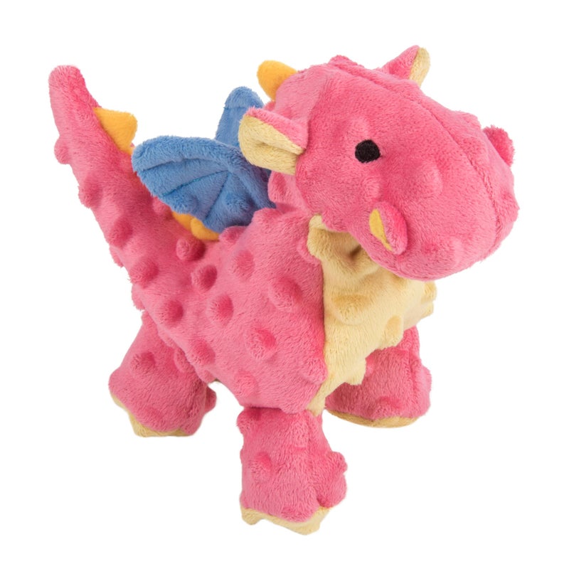 goDog Bubble Plush Dragons Squeaky Dog Toy Chew Guard Technology Coral Small - Image 2