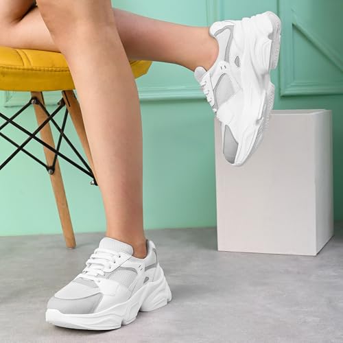 Centrino Women Sneaker | Cushioned Insole for Comfort | Stylish Lace-Up Design | Perfect for Casual Outfit for Ladies 9491-8 White - Image 2
