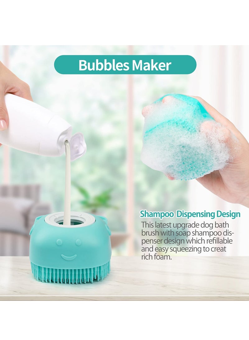 Dog Bath Brush, Soft Silicone Pet Shampoo Massage Dispenser Grooming Shower Brush for Short Long Haired Dogs and Cats Washing 2 Pcs - Image 2
