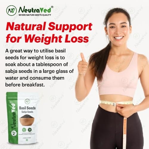NeutraVed Raw Basil Seeds 700g – Edible Sabja Seeds for Eating, Weight Loss & Detox – Natural, Unpolished, Rich in Fiber & Omega-3 (Pack of 2X350g) - Image 4