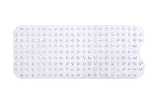 TIKE SMART Extra-Long Non-Slip Bathtub & Shower Mat 39”x16” (Smooth/Non-Textured Tubs Only) Safe, Clean, Machine-Washable, Superior Grip&Drainage, Vinyl, Transparent Clear - Image 2