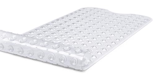 TIKE SMART Extra-Long Non-Slip Bathtub & Shower Mat 39”x16” (Smooth/Non-Textured Tubs Only) Safe, Clean, Machine-Washable, Superior Grip&Drainage, Vinyl, Transparent Clear - Image 5