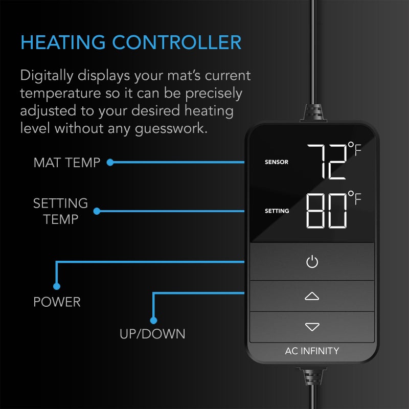 Ac Infinity Suncore H3  Seedling Mat 10  X 20.75  With Digital Thermostat Controller For Exact Temperature Levels  Waterproof Heating Pad For Indoor Gardening  Hydroponics  Germination  Cloning - Image 3