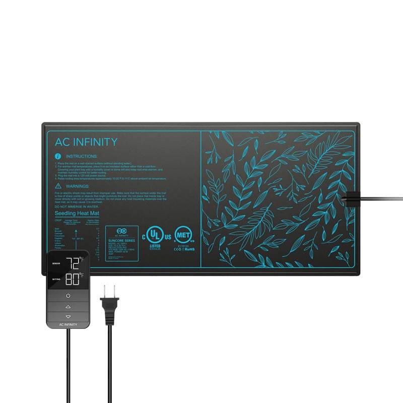 Ac Infinity Suncore H3  Seedling Mat 10  X 20.75  With Digital Thermostat Controller For Exact Temperature Levels  Waterproof Heating Pad For Indoor Gardening  Hydroponics  Germination  Cloning - Image 1