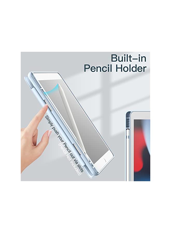 Jetech Case for iPad 10.2-Inch (9th/8th/7th Generation, 2021/2020/2019) with Pencil Holder, Clear Transparent Back Shell Slim Stand Shockproof Tablet Cover, Auto Wake/Sleep (Light Blue) - Image 4