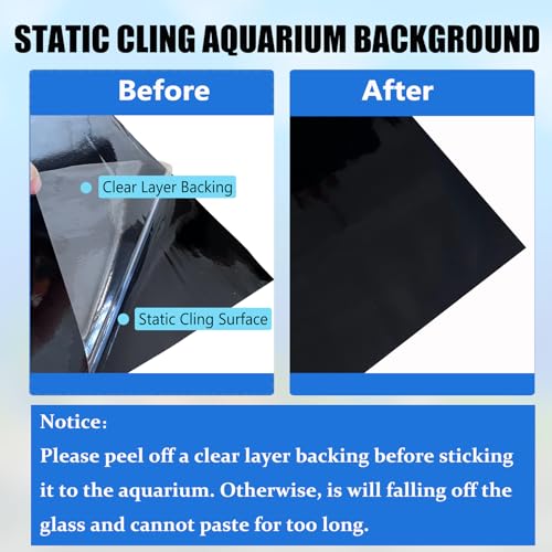 XCNO Aquarium Background Static Cling Black Fish Tank Background Wallpaper Fish Tank Backdrop Vinyl Aquarium Poster Background 32 x 18 in - Image 4