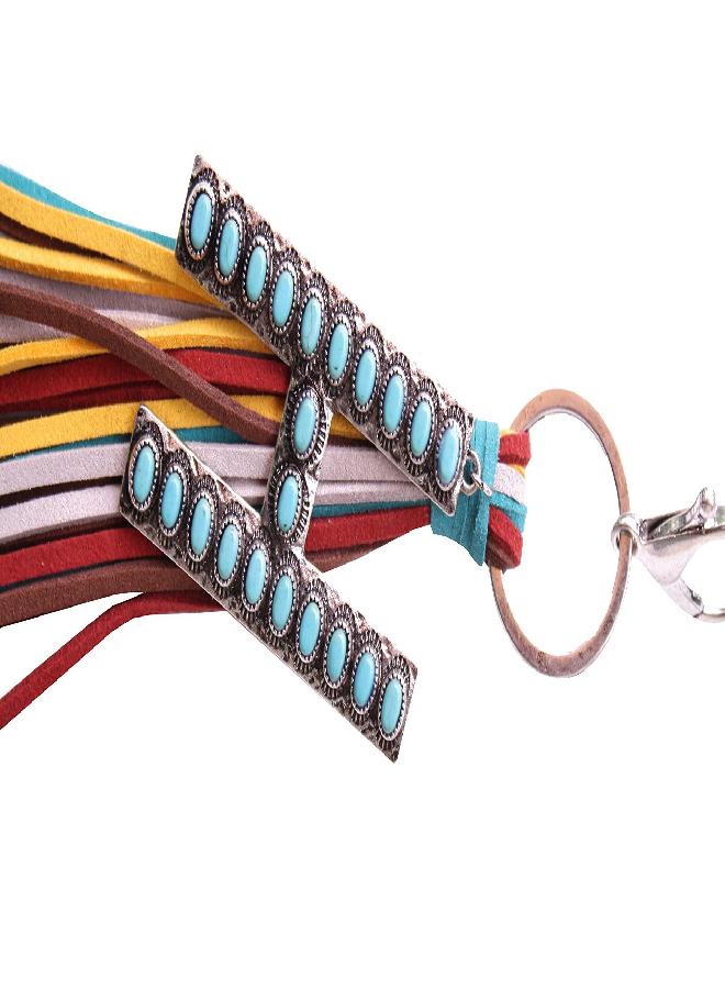 Wonderent Western Initial Letter A-Z Key Chain, Handbags Charm with Leather Tessel and Easy Snap Hook (H) - Image 2