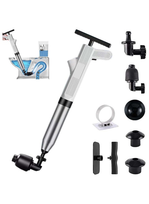 Toilet Plunger,Stainless Steel High Pressure Plunger,Air Drain Toilet Unclogger,Toilet Clog Remover with Visual Barometer,Multi Power Plunger for Bath Toilets,Bathtub Drain, Kitchen Sink, Sewer